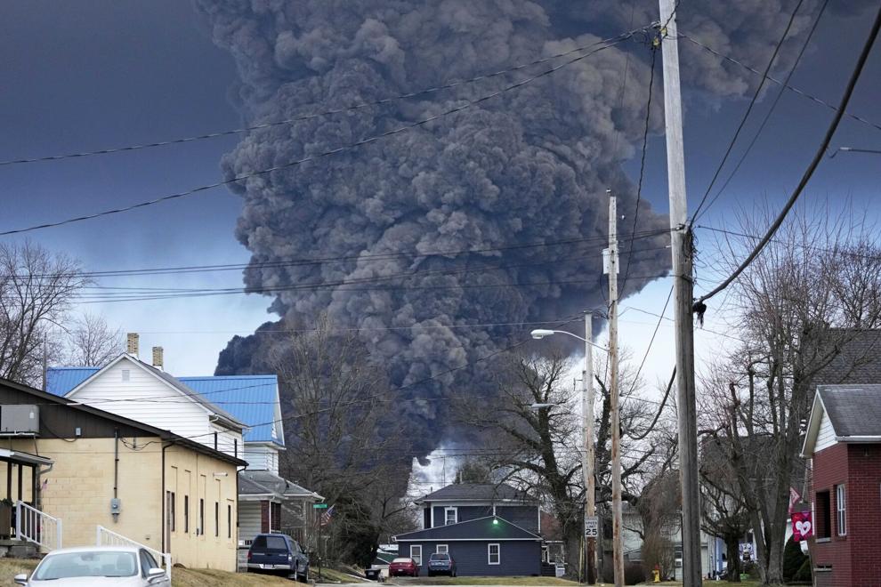 photo: A black plume rises over East Palestine Ohio.